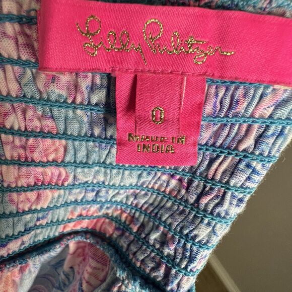 Lilly Pulitzer Size 0 Tunic Dress Babydoll Delaney Smocked Square Neck - Picture 7 of 9